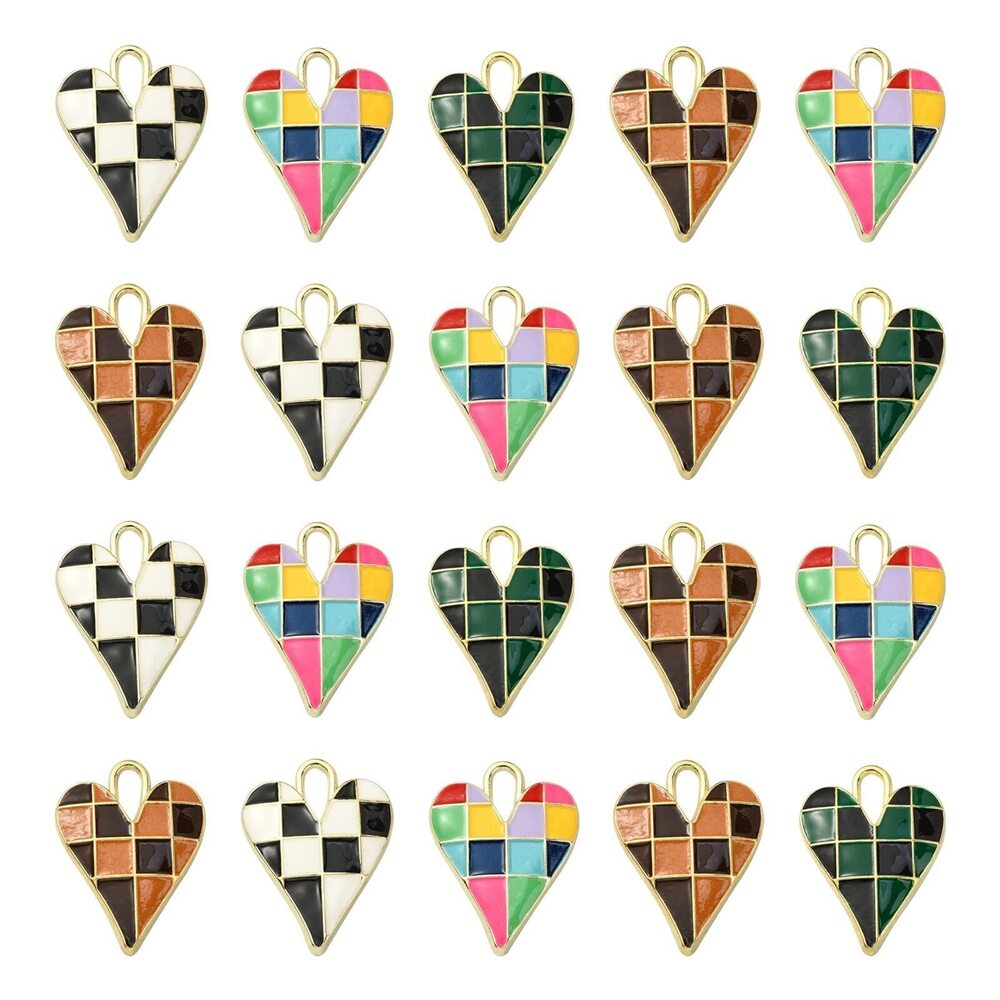 8646 20pcs Random Color Alloy Enamel Heart Charms Sweet Love Heart Mini